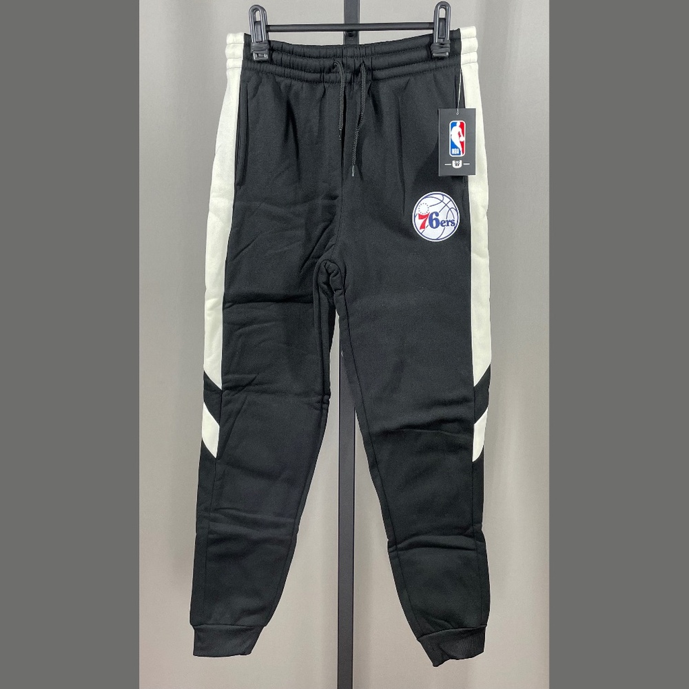NEW NBA Philadelphia 76ers Pants Boys 14 16 black tan jogger basketball casual
